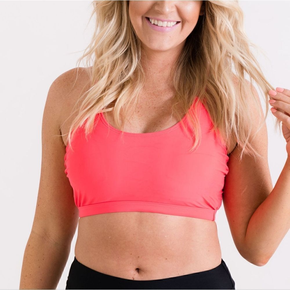Athletic Bikini Swimsuit Top Black Adjustable Sports Bralette
